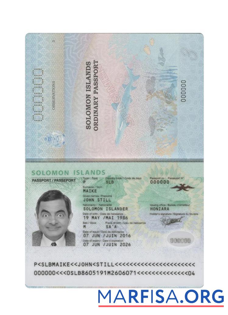 Realistic Solomon Islands passport template